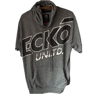 ECKO unltd short sleeve‎ hoodie pouch logo athletic running Lg Women's Med Men's